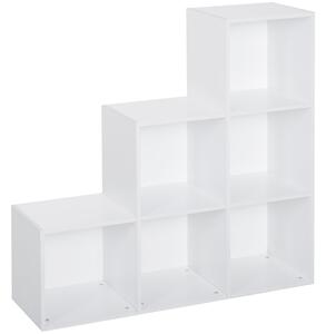 HOMCOM Skříňka ve tvaru žebříku s 6 kubickými přihrádkami - Stojící policový regál 91,5x29,5x91,5 cm Dřevo | Aosom