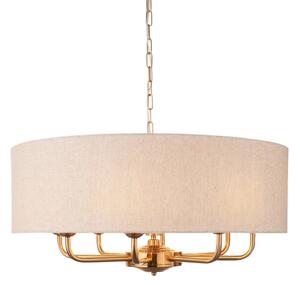 Endon 110727 - Lustr na řetězu HIGHCLERE 8xE14/40W/230V béžová/mosaz pr. 70 cm