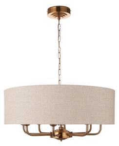 Endon 110727 - Lustr na řetězu HIGHCLERE 8xE14/40W/230V béžová/mosaz pr. 70 cm