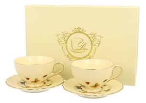 Porcelánový šálek na noze s podšálkem Ecru Butterflies 125 ml sada 2ks