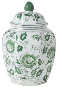 Váza s víkem FERROL Porcelán 29 cm Bílá/Zelená