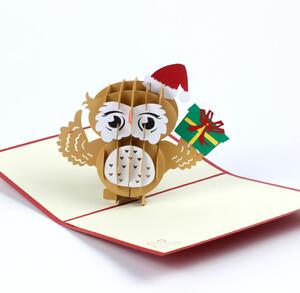 3D přání Veselé Vánoce přeje sovička