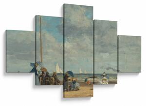 Obraz - Eugène Boudin, Beach at Trouville, reprodukce (125x70 cm)