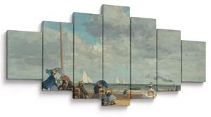 Obraz - Eugène Boudin, Beach at Trouville, reprodukce (210x100 cm)