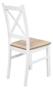 Židle s křížovým opěradlem Bílá/Sonoma dub