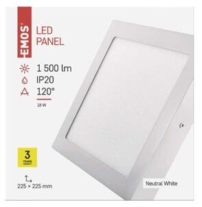 EMOS Přisazený LED panel N-PNL, 18W, denní bílá, 22,5x22,5cm, hranatý ZM6142