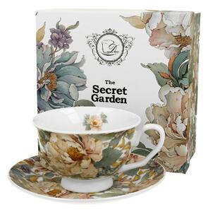 Porcelánový šálek na noze s podšálkem Royal Peony White 250 ml