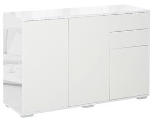 HOMCOM Obývací pokoj komoda se 3 dveřmi, 2 šuplíky a nastavitelnou vnitřní policí, úložný kabinet do kuchyně a ložnice, protiskluzová, 117x36x74 cm, v