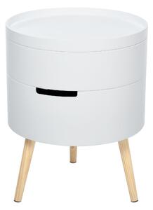 HOMCOM Moderní noční stolek s odnímatelným vrškem a 2 úložnými prostory, dřevěné nohy, do ložnice nebo jako stolek do rohu pohovky Ø38x48,3 cm | Aosom