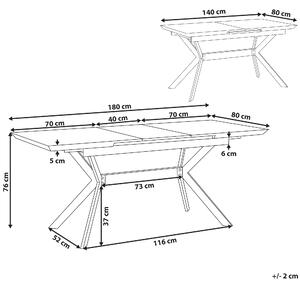 Rozkládací jídelní stůl 140/180 x 80 cm šedý/černý BENSON