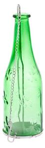 Závěsný skleněný svícen - zelené barvy - tvar láhve 0/24 GM101