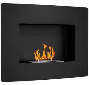 HOMCOM Nástěnný Bioethanol Krb Zakřivený Bioethanol Sporák s 0,9L Nerezovou Ochrannou Láhví Doba Hoření 3,3H pro Interiéry 15-20 m² 66x16x52 cm Černý