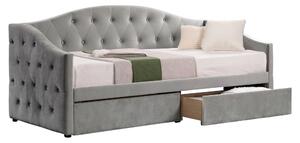 KONDELA Postel s úložným prostorem, 90x200, šedá Velvet látka, ZASKA