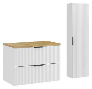 Comad Koupelnová sestava Casad s deskou a skříňkami 80 cm bílá/dub artisan