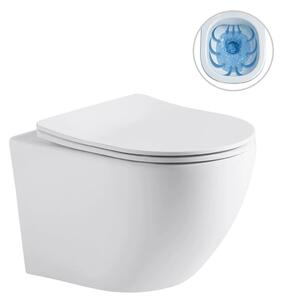 WC závěsné Cesso, Rimless - bezokrajové splachování + Slim/SoftClose sedátko - bílá matná - 49x36 cm