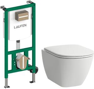 Sada WC mísa se sedátkem s pomalým sklápěním Laufen Lua H8660820000001, podomítkový WC modul Laufen Ineo H9201140000001