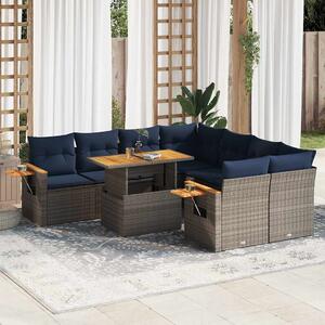 9dílná zahradní sedací souprava s poduškami šedá polyratan 3327582
