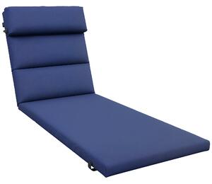 Podložka na lehátko Outsunny 196x63x6 cm, bavlněná podložka na zahradní lehátko s voděodolným potahem na sedadlo a opěrku - tmavě modrá | Aosom