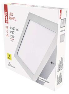 EMOS Přisazený LED panel N-PNL, 18W, denní bílá, 22,5x22,5cm, hranatý, stříbrný ZM6242