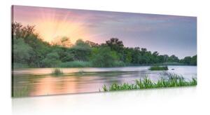 Obraz východ slunce u řeky - 100x50 cm