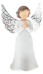 Polyresinový anděl modlící se s kovovými křídly AND22114