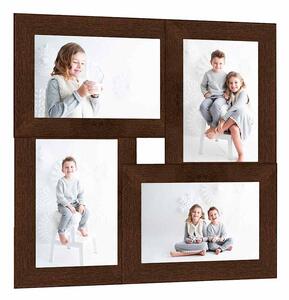 Kolážový fotorámeček na 4 obrázky (13 x 18 cm) tmavě hnědý MDF 332771