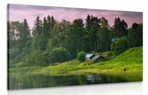 Obraz pohádkové domečky u řeky - 60x40 cm
