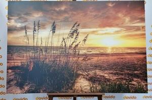 Obraz západ slunce na pláži - 90x60 cm