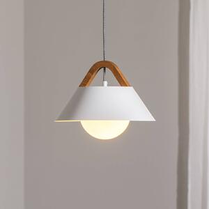 Luminex Závěsné světlo Funda, bílé, Ø 30 cm, 1 žárovka, kov/sklo, stmívatelný, Bílá / opál, Obývací pokoj / jídelna, kov, Moderní