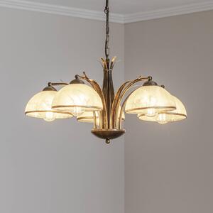 Luminex Lustr Korfu, 5ramenný, Ø 68 cm, zlatý antický, stmívatelný, Mosaz / zlato, Obývací pokoj / jídelna, kov, Starožitný