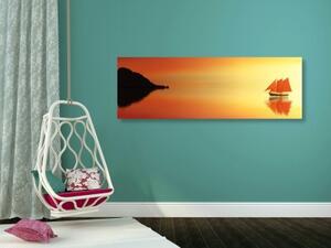 Obraz oranžová plachetnice - 120x40 cm