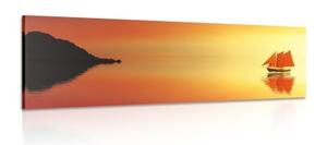 Obraz oranžová plachetnice - 120x40 cm