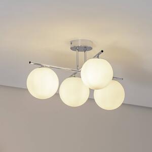 Domiluce Stropní světlo Aurora, chrom, Ø 50 cm, 4 světla, sklo, E14, stmívatelný, Chrom / stříbro, Obývací pokoj / jídelna, Sklo