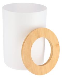 Odpadkový koš Besson, bílá/s dřevěnými prvky, 5L