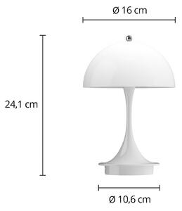 Louis Poulsen Akumulátorová lampa Panthella PORTABLE 160 V3 opálově bílá, stmívatelný, Bílá / opál, Obývací pokoj / jídelna, Plast, Design
