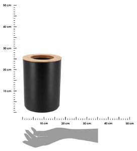 Odpadkový koš Besson, černá/s dřevěnými prvky, 5L