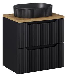 Comad Skříňka s umyvadlem Nova Black Beyond I s umyvadlem 60 cm černá/dub evoke