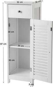 VASAGLE Koupelnová úložná skříň úzká bílá 32 x 87 cm