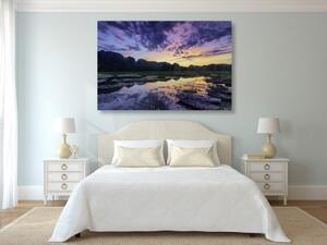 Obraz romantický západ slunce v horách - 90x60 cm