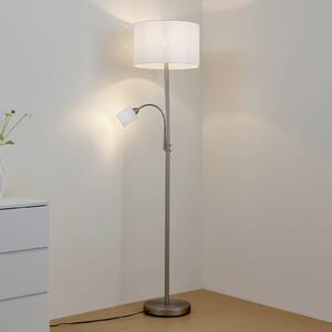 Lindby stojací lampa Jaileen, bílá, textil, 170 cm, na čtení, Bílá / opál, Obývací pokoj / jídelna, kov, Moderní