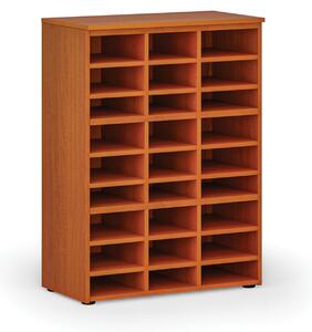 Třídicí regál PRIMO WOOD, 1087 x 800 x 420 mm, 27 přihrádek, třešeň