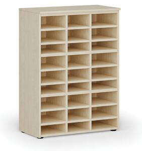 Třídicí regál PRIMO WOOD, 1087 x 800 x 420 mm, 27 přihrádek, bříza