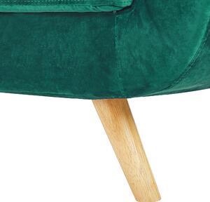 Zelené sametové křeslo BERNES s odnímatelným potahem