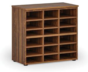 Třídicí regál PRIMO WOOD, 740 x 800 x 420 mm, 18 přihrádek, ořech