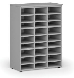 Třídicí regál PRIMO GRAY, 800 x 420 x 1087 mm, 27 přihrádek, šedý