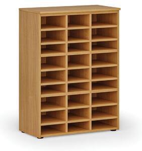 Třídicí regál PRIMO WOOD, 800 x 420 x 1087 mm, 27 přihrádek, buk