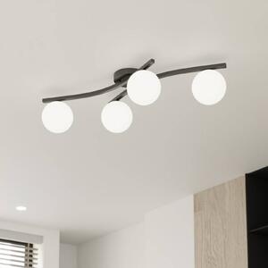 EMIBIG LIGHTING Stropní svítidlo Opus, délka 85 cm, opál, 84 4 světla., stmívatelný, Černá, Obývací pokoj / jídelna, kov, Moderní
