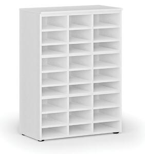 Třídicí regál PRIMO WHITE, 1087 x 800 x 420 mm, 27 přihrádek, bílý