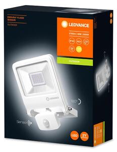 LEDVANCE Venkovní LED nástěnný reflektor s čidlem ENDURA FLOOD, 30W, teplá bílá, IP44, bílý