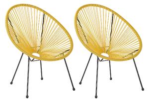 Sada 2 žlutých ratanových židlí ACAPULCO II